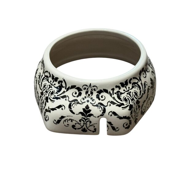 Ceramic Candle Hearth With Black Floral Scroll Print Pattern - Picture 5 of 12